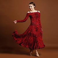 Ballroom Dance Dresses Women\'s Performance Viscose Animal Print 1Piece/Set Long Sleeve Natural Dresses