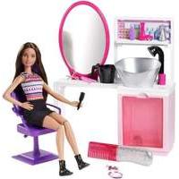 Barbie Sparkle Style Salon and Brunette Doll Playset