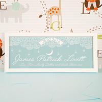 Baby Blue Starry Sky Name Frame. Quality Frame And Print.