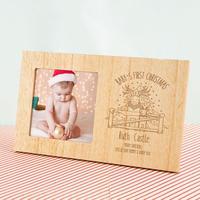Babys First Christmas Personalised Reindeer Photo Frame