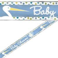 Baby Boy Stork Foil Party Banner