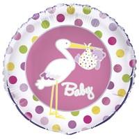 Baby Girl Stork Foil Party Balloon