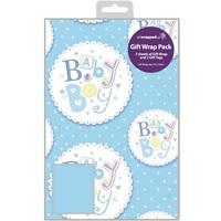Baby Boy Gift Wrap 2 Sheets And 2 Matching Gift Tags