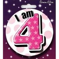 Badge 5cm Happy Birthday Age 4 - Girl