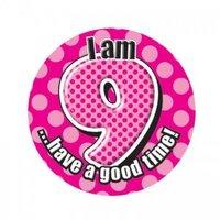Badge 5cm Happy Birthday Age 9 Girl