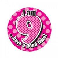 badge 5cm happy birthday age 9 girl