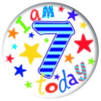 Badge 5cm Happy Birthday Age 7 - Boy