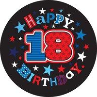 badge 15cm happy birthday age 18 male