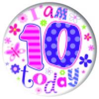 Badge 5cm Happy Birthday Age 10 Girl