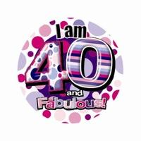 Badge 5cm Happy Birthday Age 40 Female