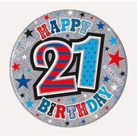 badge 15cm happy birthday age 21 male