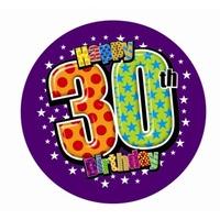 badge 15cm happy birthday age 30 male