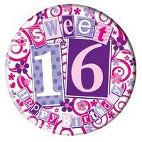 Badge 5cm Happy Birthday Age 16 Female