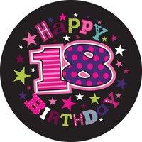 Badge 5cm Happy Birthday Age 18 Female