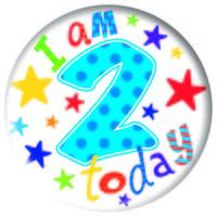 Badge 5cm Happy Birthday Age 2 - Unisex
