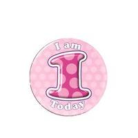 badge 15cm happy birthday age 1 girl