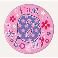 badge 15cm happy birthday age 6 girl