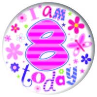 badge 15cm happy birthday age 8 girl