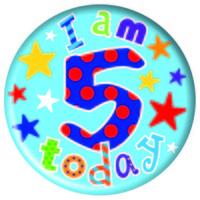 Badge 15cm Happy Birthday Age 5 Boy