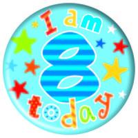 Badge 15cm Happy Birthday Age 8 Boy