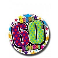 badge 15cm happy birthday age 60 male