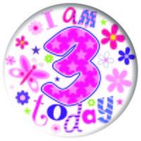 Badge 15cm Happy Birthday Age 3 Girl