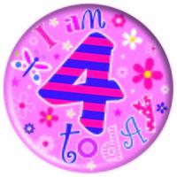 Badge 15cm Happy Birthday Age 4 Girl