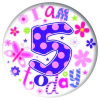 Badge 15cm Happy Birthday Age 5 Girl