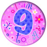 badge 15cm happy birthday age 9 girl