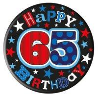 badge 5cm happy birthday age 65 male