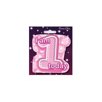 badge shaped happy birthday age 1 girl