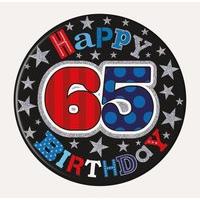 Badge 15cm Happy Birthday 65 Male