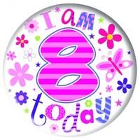 badge 5cm happy birthday age 8 girl