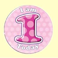 Badge 5cm Happy Birthday Age 1 - Girl