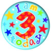 Badge 5cm Happy Birthday Age 3 - Unisex