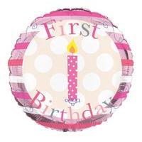 Balloon Foil - Happy 1st Birthday Girl