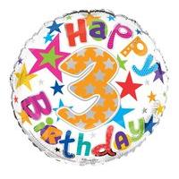 Balloon Foil Happy Birthday 3th Unisex