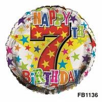 Balloon Foil Happy Birthday 7th Unisex