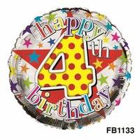 Balloon Foil Happy Birthday 4th Unisex