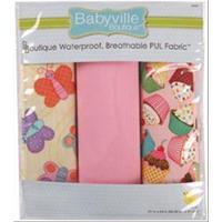 Babyville Waterproof Diaper Fabric - 21insX24ins, Pack of 3 Cuts - Sweet Stuff, Butterflies and Cupcakes 234204