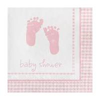 Baby Shower Pink Plaid Napkins 16 Pack