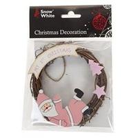 Baby\'s My 1st Christmas 12cm Rattan Wreath Tree Decoration - Pink