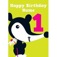 badger 1st first birthday card