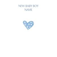 baby heart personalised new baby boy card