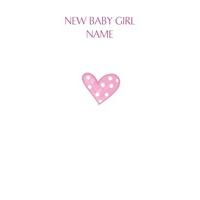baby heart personalised new baby card