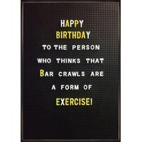 bar crawl exercise birthday card bc1530