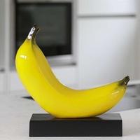 Banana Sculpture In Poly Yellow On Black Base