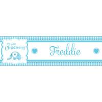 Baby Boy Elephant Christening Personalised Party Banner