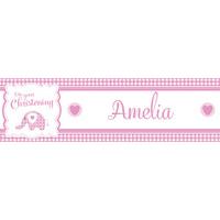 Baby Girl Elephant Christening Personalised Party Banner