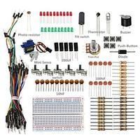 Basic Starter Kit w/ Breadboard, Jumper wires, Color Led, Resistors, Buzzer For Arduino UNO R3 Mega2560 Mega328 Nano